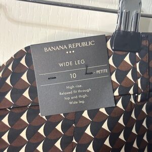 Banana Republic Geometric Wide Leg Pants - Brown and Cream